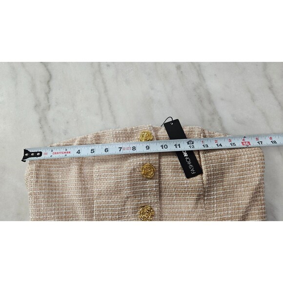 NWT Fashion Nova Beige Button Up Pockets Details Women's Tweed Vest Size M - Picture 7 of 11